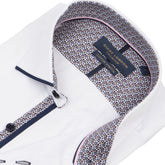 Long Sleeve Panelled Collar End On End White/Navy Shirt